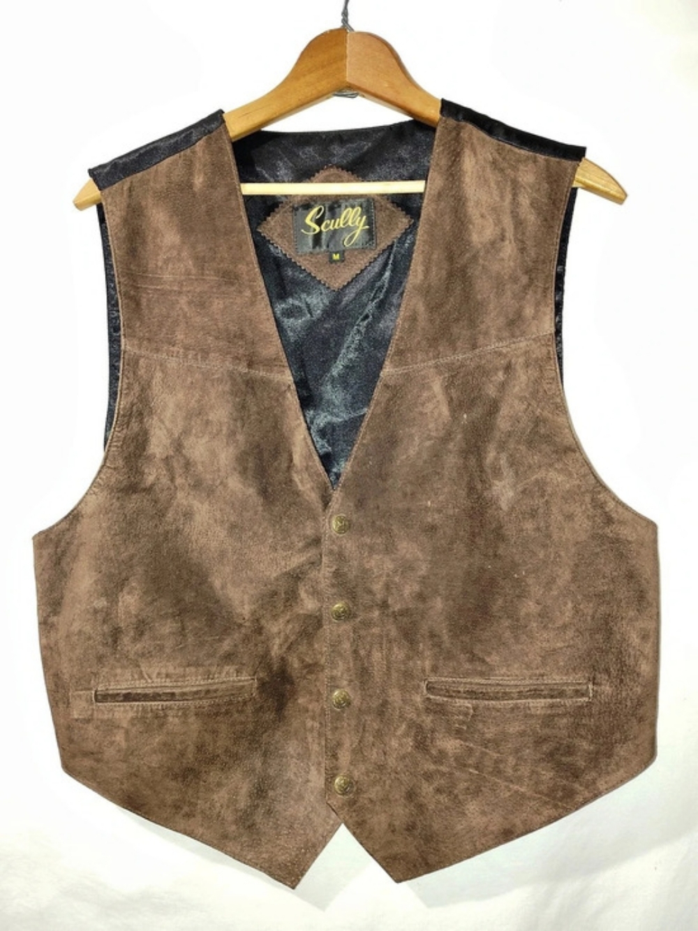 Scully Men's Suede Western Vest Brown & Black Size Medium